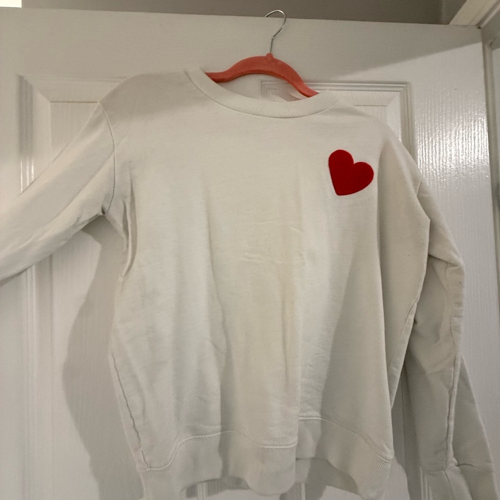 J. Crew White Sweatshirt with Red Heart